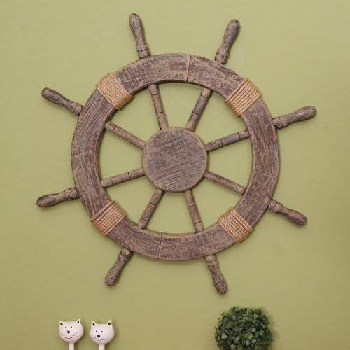 Nagina InternationalDecorField 24" Wooden Ship Wheel - Pirate Shipwheel - Nautical Living Style Decor