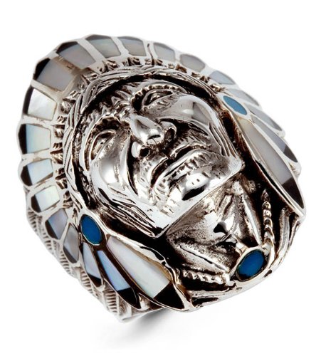 Review New Mother of Pearl Onyx Turquoise American Indian Ring