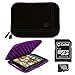 Black with Purple Trim Smart Aero Protection Design Slim Soft Suede Cover Carrying Sleeve Case with Extra Accessory Back Pocket Pandigital Novel 7 inch Multimedia Color eReader Android OS Tablet + Includes 4-inch ebigvalue Determination Hand Strap + Micro 16 GB Flash Memory Card with MicroSD Adaptor