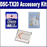 Sony DSC-TX20 Digital Camera Accessory Kit includes: ZELCKSG Care & Cleaning, KSD4GB Memory Card, SDNPBN1 Battery