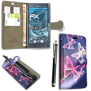 SAMSUNG GALAXY NOTE EDGE VARIOUS DESIGN BOOK PU LEATHER MAGNETIC FLIP CARD WALLET CASE COVER + STYLUS (BLUE BUTTERFLY BOOK)
