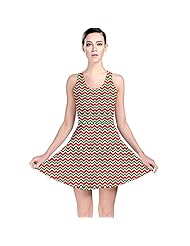 Chevron Print Zig Zag Polyester/Spandex Stretchy Skater Dress 
