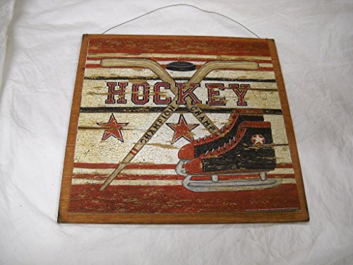 Hockey Champion Sports Wall Art Sign Boys Bedroom Wood Wooden Decor size 7x7