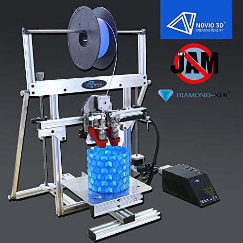 NOVIO 3D 106 Double Nozzles Foldable 3D Printer / First In The World Patent Anti Jam Technology / Changeable Nozzle / High Definition Printing / With 3D CNC Transformer