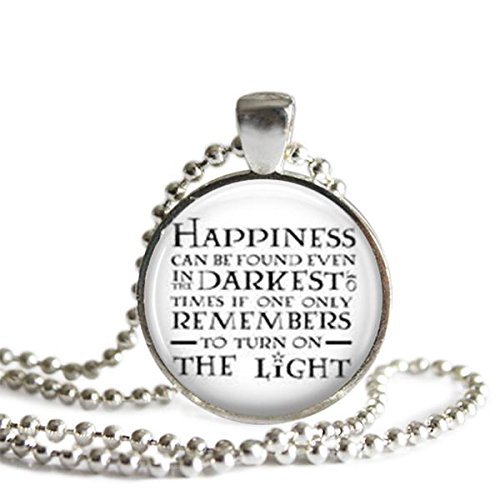 Harry Potter Dumbledore Quote Necklace Happiness can be found, even in the darkest of times, if one only remembers to turn on the light.