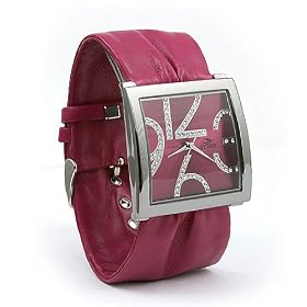 Ladies Watch Hot Pink Designer Style Soft Band Large Numbers