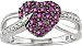 10K White Gold .06 ctw Diamond and Ruby Heart Ring