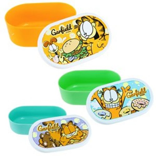 Authentic Garfield Odie 3 In 1 Lunch Box Bento Food Container Set Microwave Ok