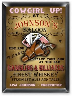 Personalized Cowgirl Saloon Pub Sign