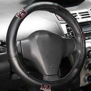 Auburn Tigers Black Leather Steering Wheel Cover
