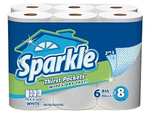 Sparkle Big Roll, White Pick A Size, 6 Count