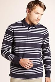 2 Longer Blue Harbour Pure Cotton Stripe Polo Shirt
