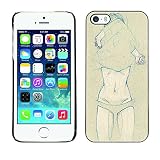 Rubber Case Hard Shell Cover Protective Accessory BY RAYDREAMMM - Apple iPhone 5 / 5S - Sketch Parchment Beige Art Nude