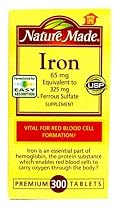 Nature Made Iron 65mg, Equivalent to 325 mg Ferrous Sulfate - 300 Tablets