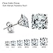 Luxusteel® Cubic Zircon Diamond Stainless Steel Stud Earring Set 3-8mm 6 Pairs Per Set , Square Shape Silver Color