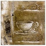 IMAGE OF Tasse De Caf MUSEUM WRAP CANVAS Print With Added Heavy BRUSHSTROKES Vronique Didier-Laurent 12x12