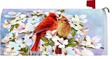 Cardinal Pair in Dogwood Blossoms - Magnetic Mailbox Makeover Cover - Garden Flag Collection