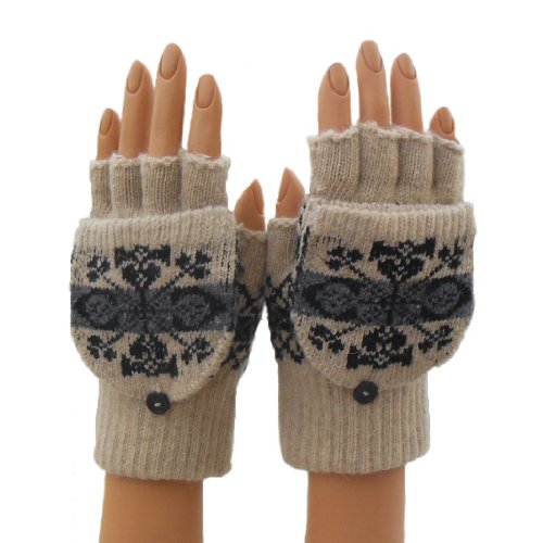 Convertible Fingerless Glove Mittens - Hand Knit - Great for Texting - Fair Isle