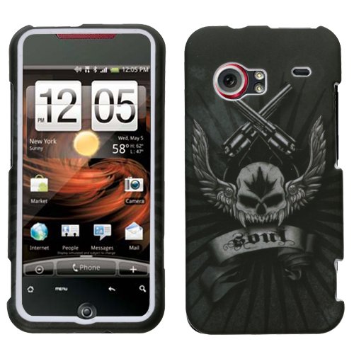 Skull Gun Rubberized Hard Case Protector Cover for HTC Droid Incredible (Verizon Wireless)