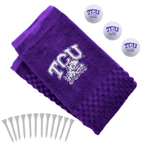 Texas Christian Horned Frogs Embroidered Golf Towel, Golf Balls Tees Gift Set