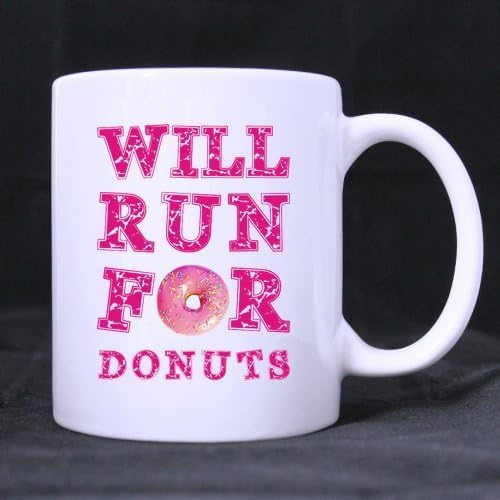 Funny Donut Mug - Best Designed Will Run For Donuts Coffee Mug or Tea Cup - 11 ounces