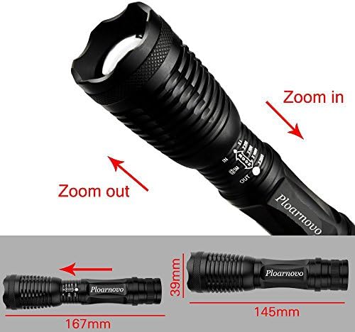 Ploarnovo® Tactical Elite - X700 Brightest Tactical LED Flashlight, 5 Modes, Zoom Lens with Zoomable Focus, Water Resistant