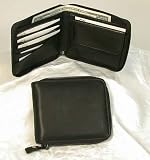 JDD Full Grain Nappa Leather Zippered Wallet in Black