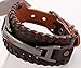 Hamoery Men Leather Bracelet Punk Braided Rope Alloy Bracelet Bangle Wristband