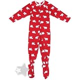 Red Polar Bear Footed Sleeper Pajamas for Baby, Toddlers and Girls