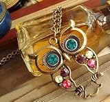 Classical Style Colorful Crystal Diamond Owl Design Necklace/Sweater Chain