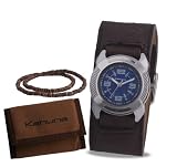 Kahuna Teen Boys Wallet, Beads and Brown Cuff Watch Gift Set AKKS-0003M