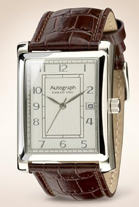 Autograph Stainless Steel Rectangular Face Analogue Watch