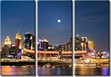 Framed Huge 3 Panel Canvas Art City Skyline Cincinnati Giclee Canvas Print