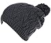 BYOS Winter Adorable Warm Plush Fleece Lined Leafy Chucky Slouchy Knit Beret Beanie Hat W/Pom,Wool Blend (Charcoal Gray)