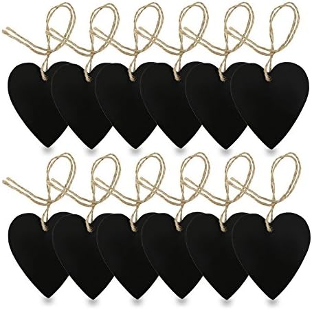 12pcs/set Double Sided Rope Hanging Mini Heart Shaped Chalkboard Message Board for Wedding Gift Tags Party Favors Storage Labeling Tags