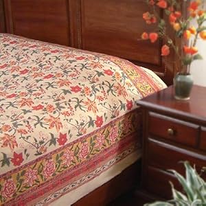 Tropical Garden ~ Colorful Country Red Floral Queen Duvet Cover 