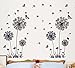 Theme Decal Dandelion Butterfly Removable Wall Stickers, 165 x 130 cm, Black