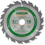 Oshlun SBW-054018 5-3/8-Inch 18 Tooth ATB Fast Cutting and Trimming Saw Blade with 20mm Arbor (5/8-Inch and 10mm Bushings)
