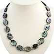 Handmade Iridescent Abalone Shell Necklace With Faceted Silver Beads