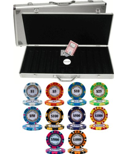 Monte Carlo 14gm 500 Chip Clay Poker Set with Aluminum Case
