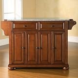 Alexandria Solid Granite Top Kitchen Island Color - Classic Cherry