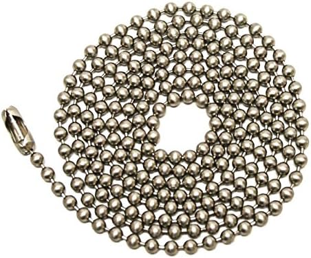 Pack Of 3 Pull Chain Extension, 36 Inch, Brushed Nickel 3-Feet Beaded Ball Chain With Connector