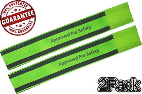 Reflective Running Bands Ankle - Highly Reflective Tape-Strips for Running Jogging Cycling Walking Biking and Motorcycle. Great Reflective Walking Gear for Arms and Legs. Lightweight and Easily Adjustable Elastic Belt with Velcro Closure Fits Comfortably Over Sports Gear and Clothing. Yellow Safety Reflective Band.