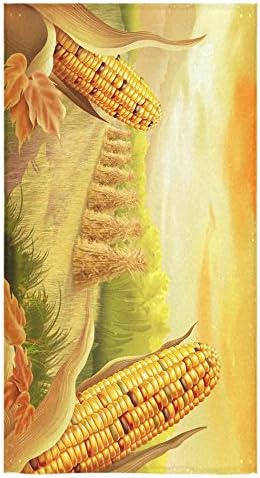Thanksgiving Corn Wheat Harvest Custom Beach Hotel Travel Washcloth Hand Towel Warmer Soft and Comfortable 80% Polyester 20% Cotton, (30" x 56")