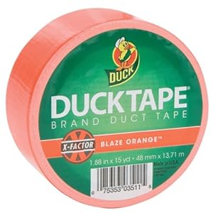 Duck Brand 1265019 1.88-Inch by 15-Yard X-Factor Neon Colored Duct Tape, Blaze Orange