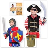 Melissa & Doug Pirate and Knight Outfit Dress Up Costume Set of 4 Items