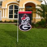 Univ Georgia Bulldogs - Garden Size Applique Style 12 Inch X 18 Inch Flag / Banner