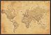 World Map Vintage Style Poster Dry Mounted Wood Framed, 24x36.