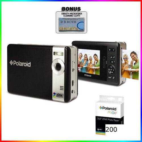 Polaroid Cza-05300b Pogo Instant Digital Camera + Polaroid Zink Media 200 Pack Photo Paper + Dbroth Micro Fiber Cloth-digital polaroid camera