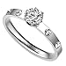Women's Classic White Cubic Zirconia Stainless Steel Love Promise Wedding Eternity Ring Elegant Silver